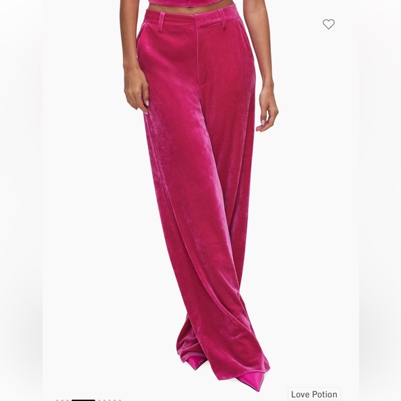 GOOD AMERICAN VELVET WIDE-LEG PANTS - Picture 1 of 11